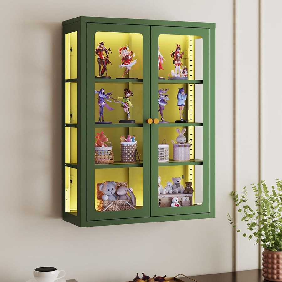 Storage - Metal wall display storage cabinet for