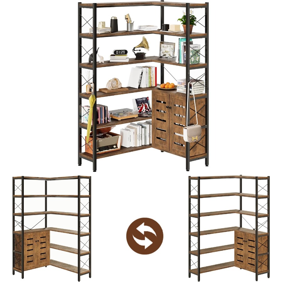 6-Shelf Corner Bookshelf for L - Storage recension och pris