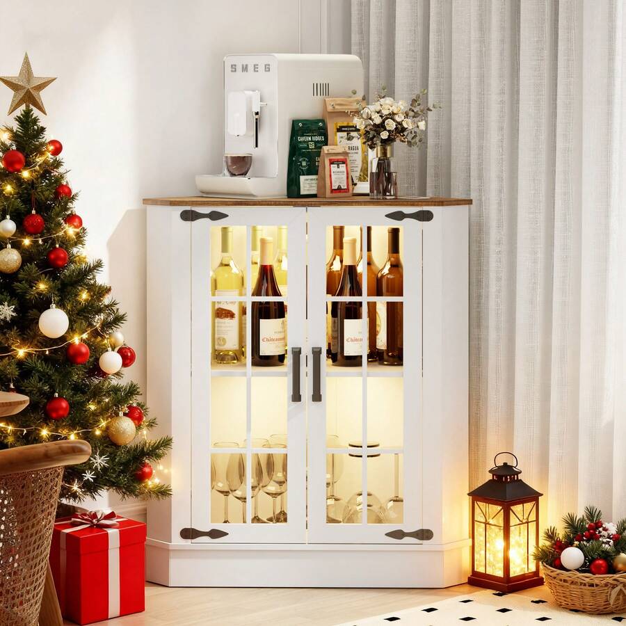 Farmhouse Cabinet With LED Lig - Storage recension och pris