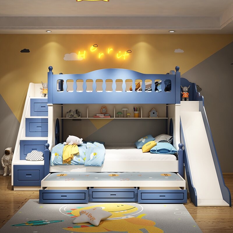 Children's Bed Up and Down Bed - Bunk Bed With Stairs And Slide recension och pris
