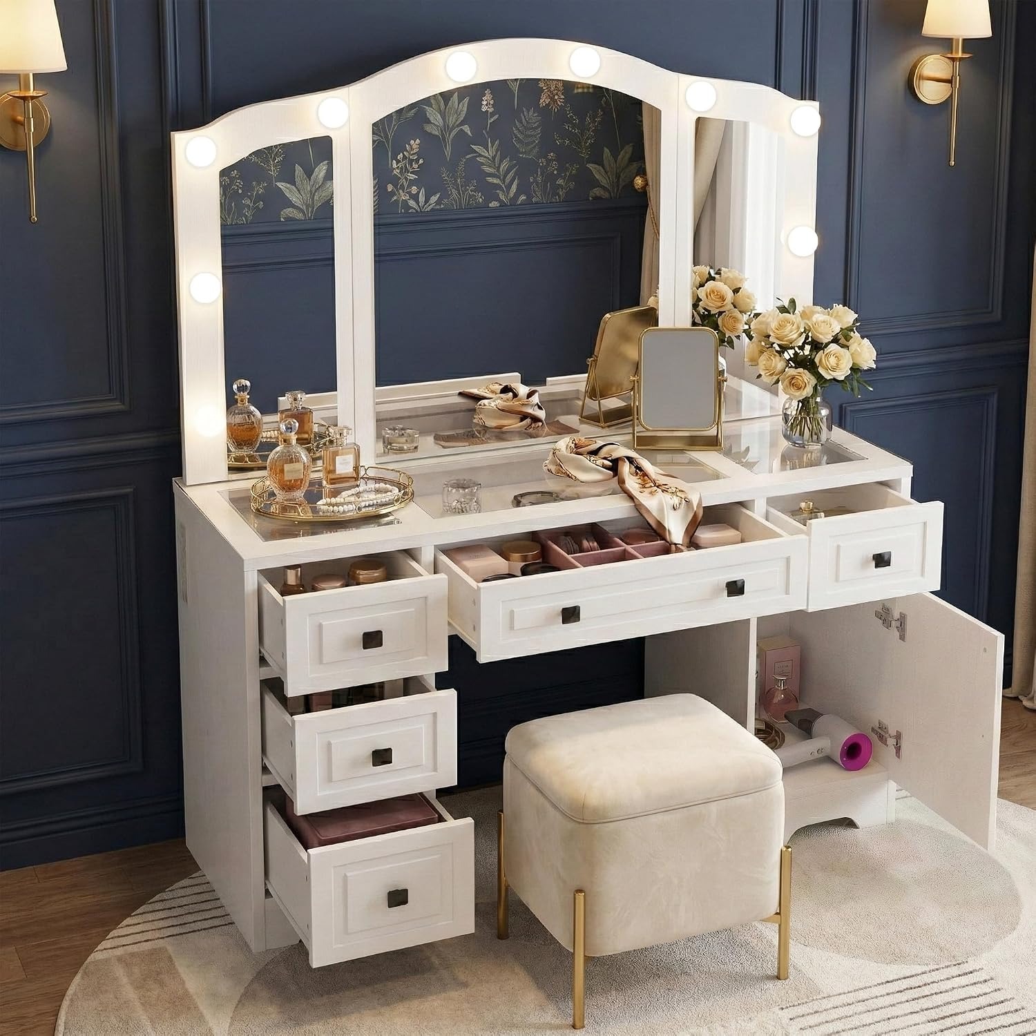 Lighted Vanity Desk, Tri-Fold  - Dressing Table Vanity With Lighted Mirror recension och pris