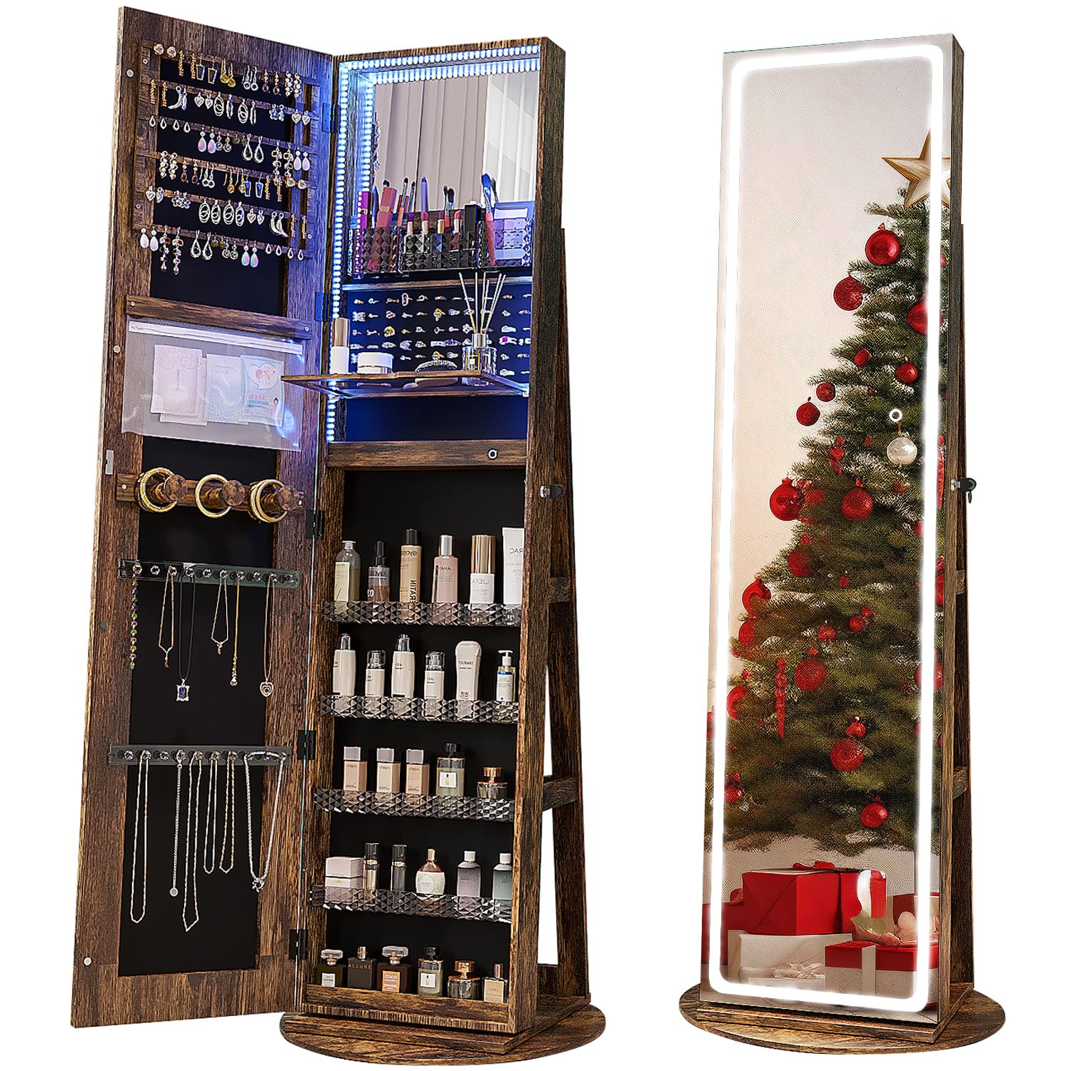Swivel LED Mirror Jewelry Armo - Full Length Mirror Jewelry Armoire recension och pris