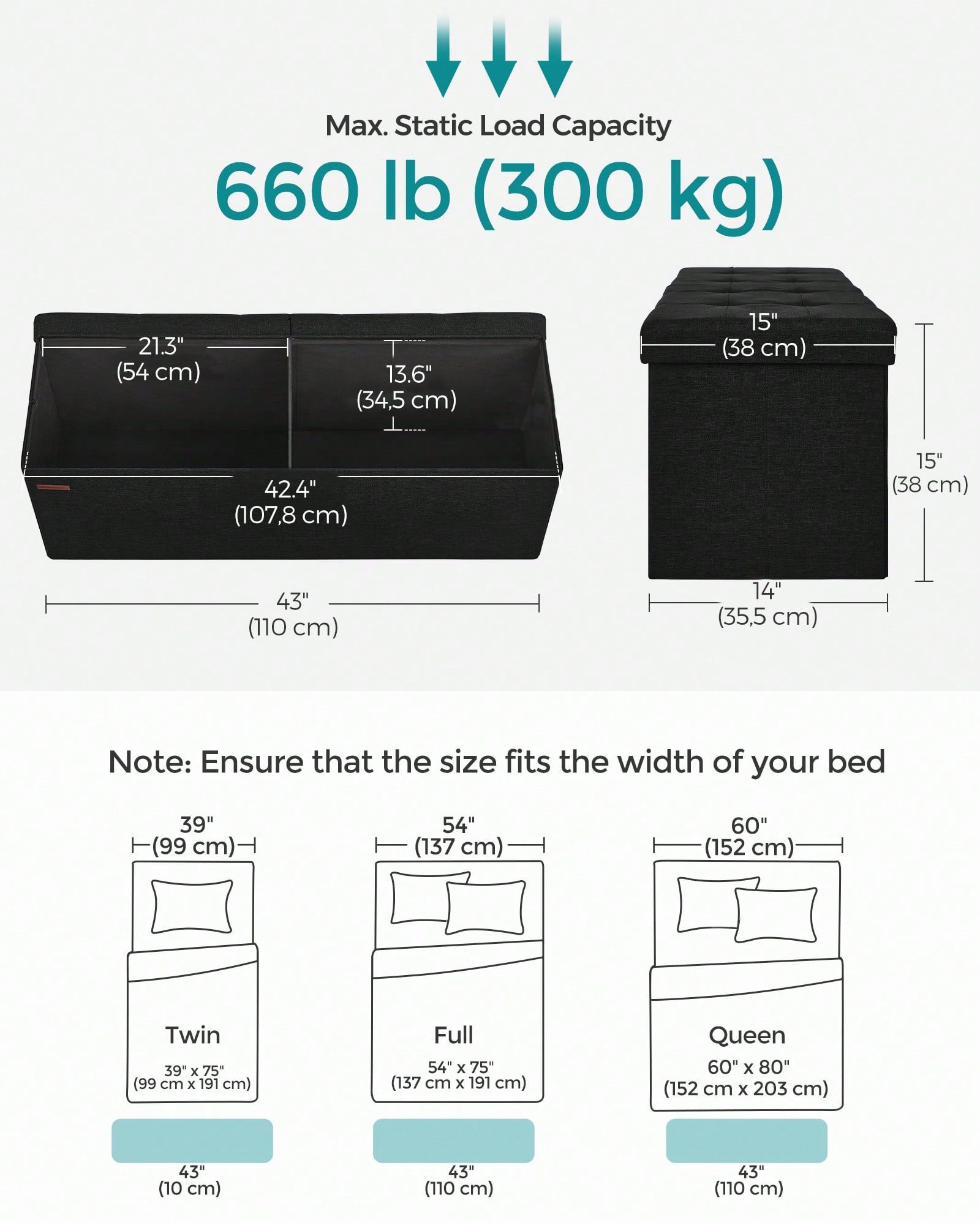 43-Inch Foldable Storage Ottom - Bedroom Furniture recension och pris