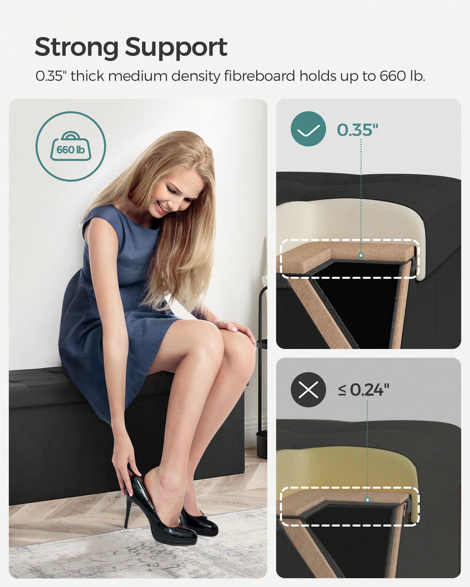 43-Inch Foldable Storage Ottom - Bedroom Furniture recension och pris