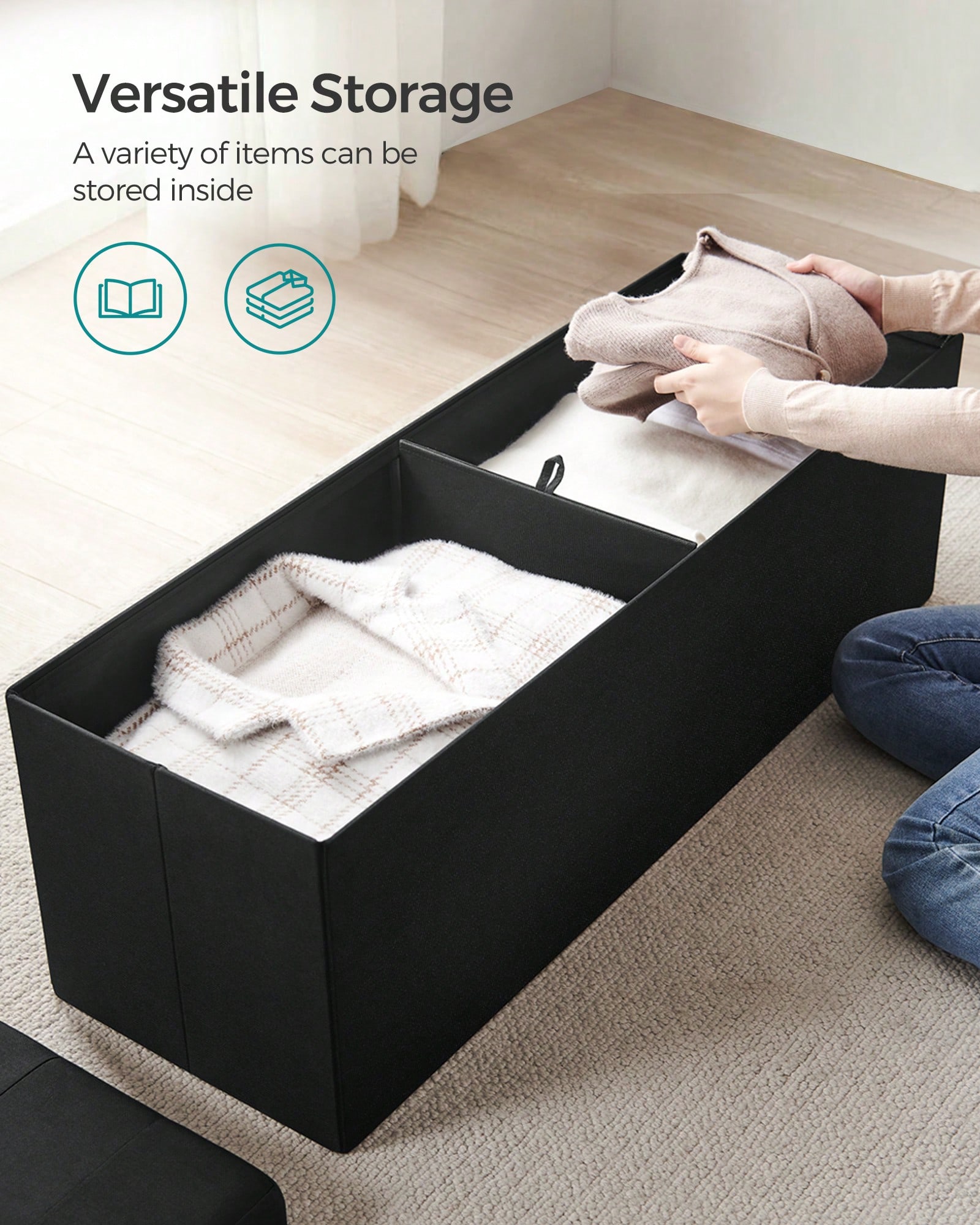 43-Inch Foldable Storage Ottom - Bedroom Furniture recension och pris