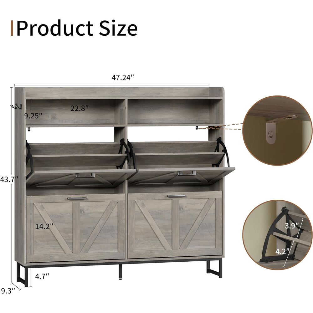 Shoe Storage Cabinet with 4 li - Shoe Rack Cabinet Narrow Entryway recension och pris
